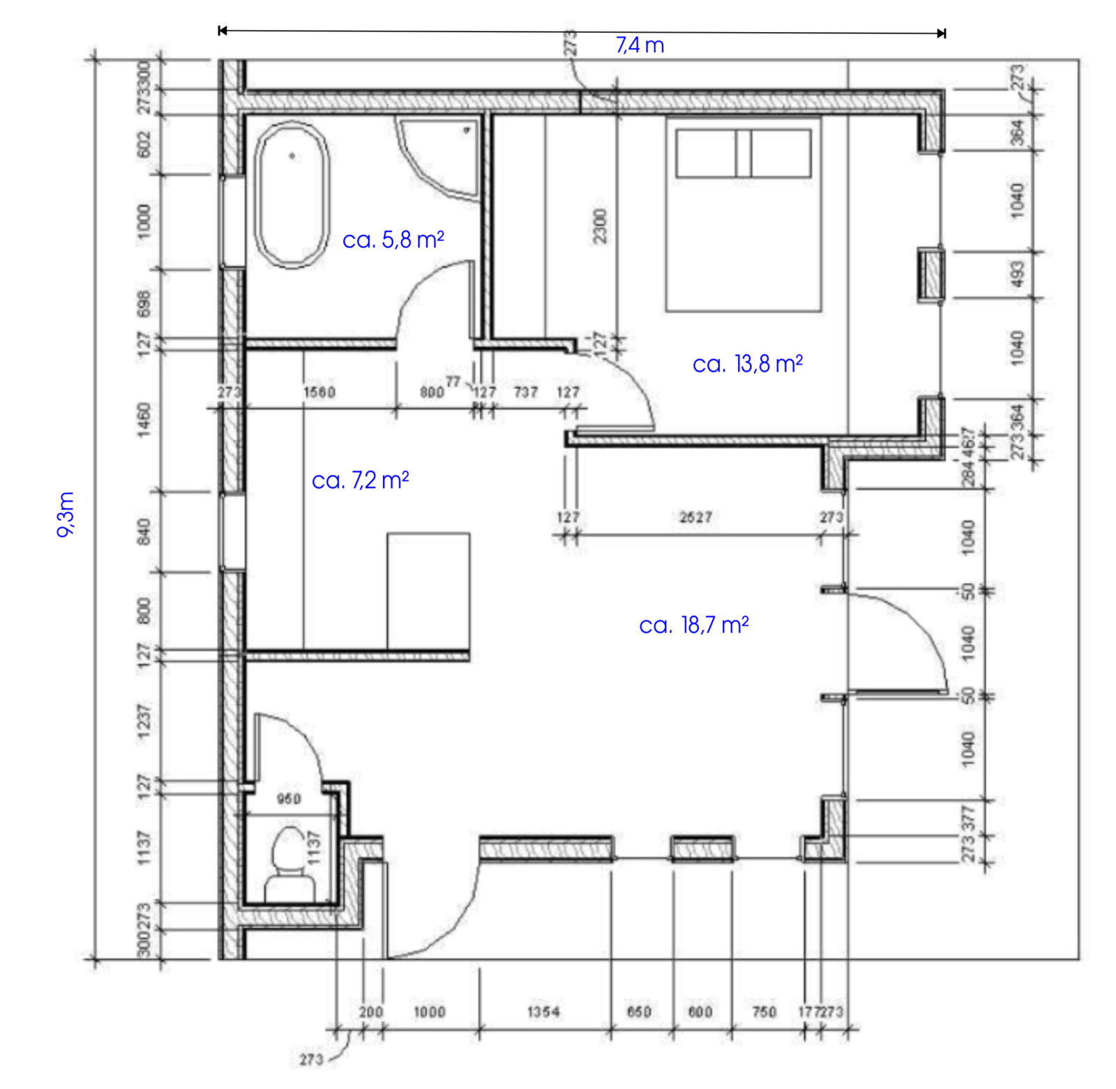 plattegrond van zelfbouwkit bouwpakket prefab houtskeletbouw woning 60 m2